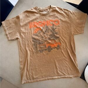 Bronco Brown & Orange Graphic T-Shirt | Size XL | 100% Cotton | New